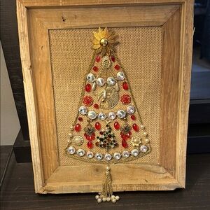 Rustic Burlap Christmas Tree Wall Art